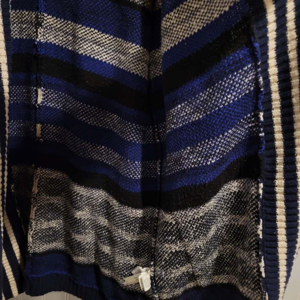 Lucky Brand Blue Cream Tribal Open Sweater Size Medium - Picture 8 of 12
